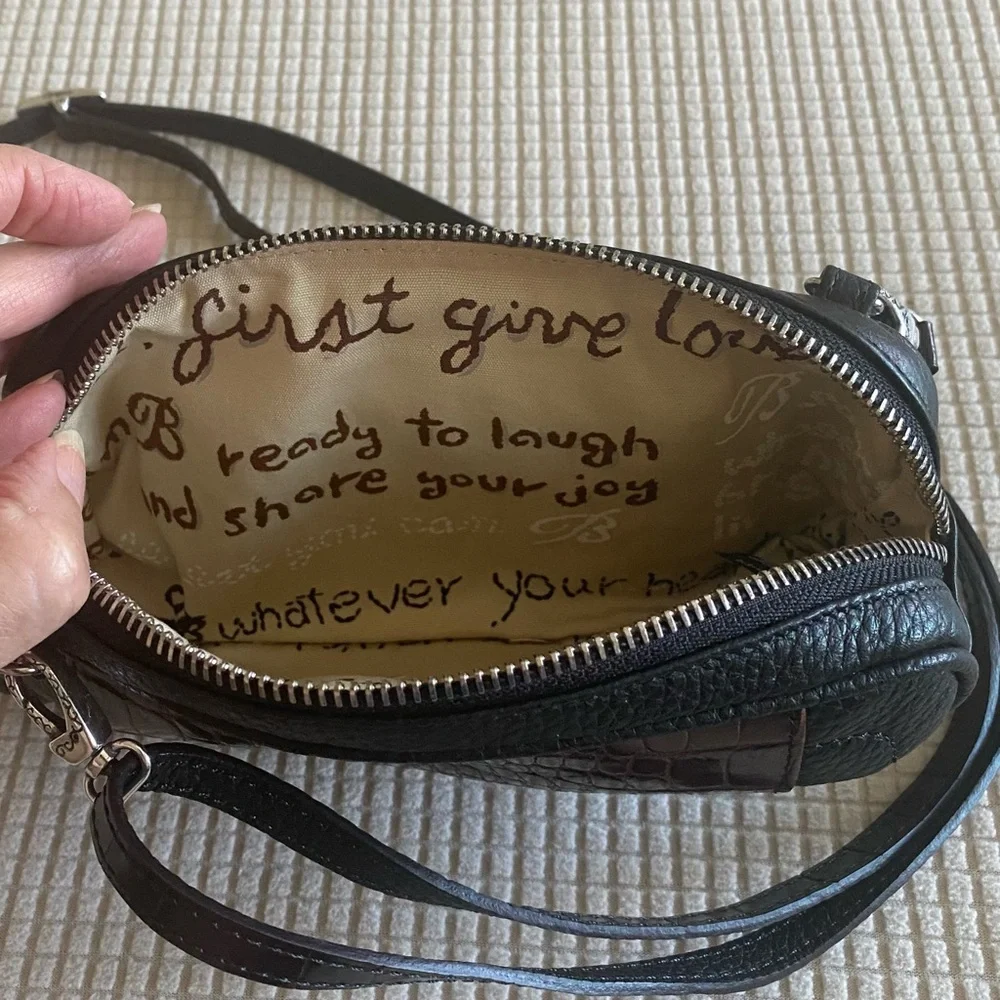 Brighton Black and Brown Croc-Embossed Crossbody
